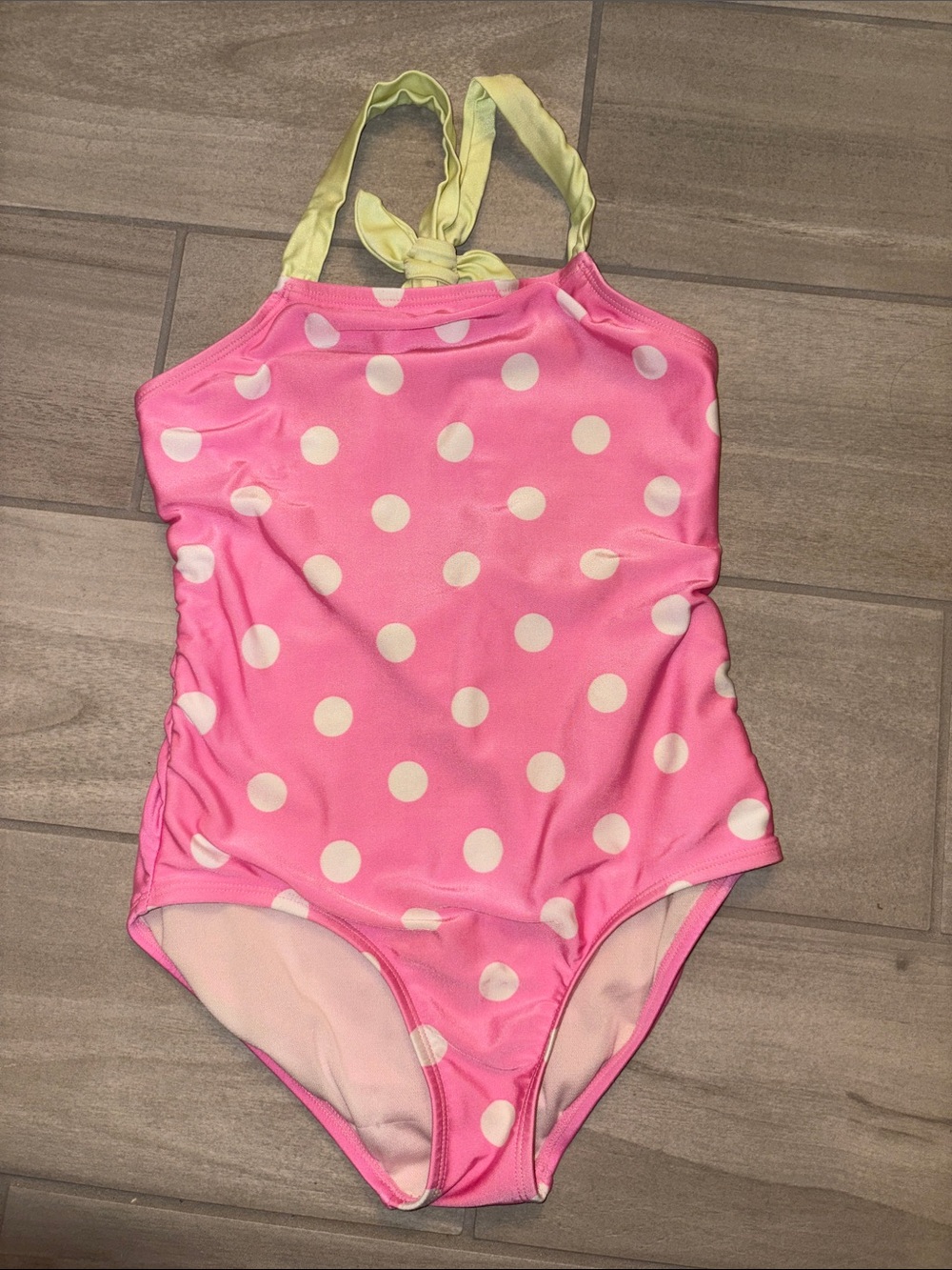 Cat & Jack Girls (Med 7/8)Pink Polka Dot One-Piece Swimsuit